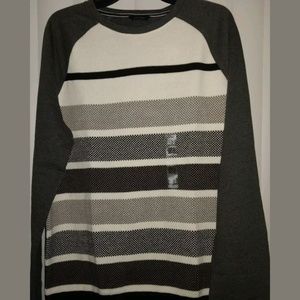 Nautica Stripe Panel Charcoal Sweater Men's Large